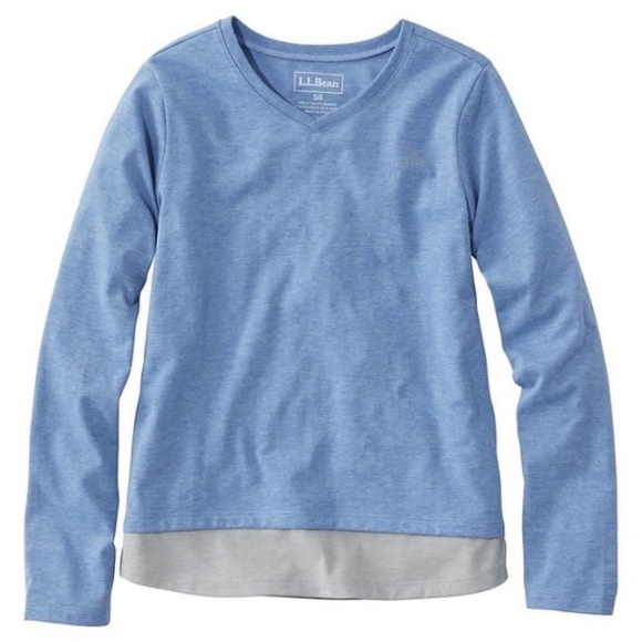 BRAND NEW girl LL Bean blue long sleeve shirt size S 8 - Picture 1 of 2